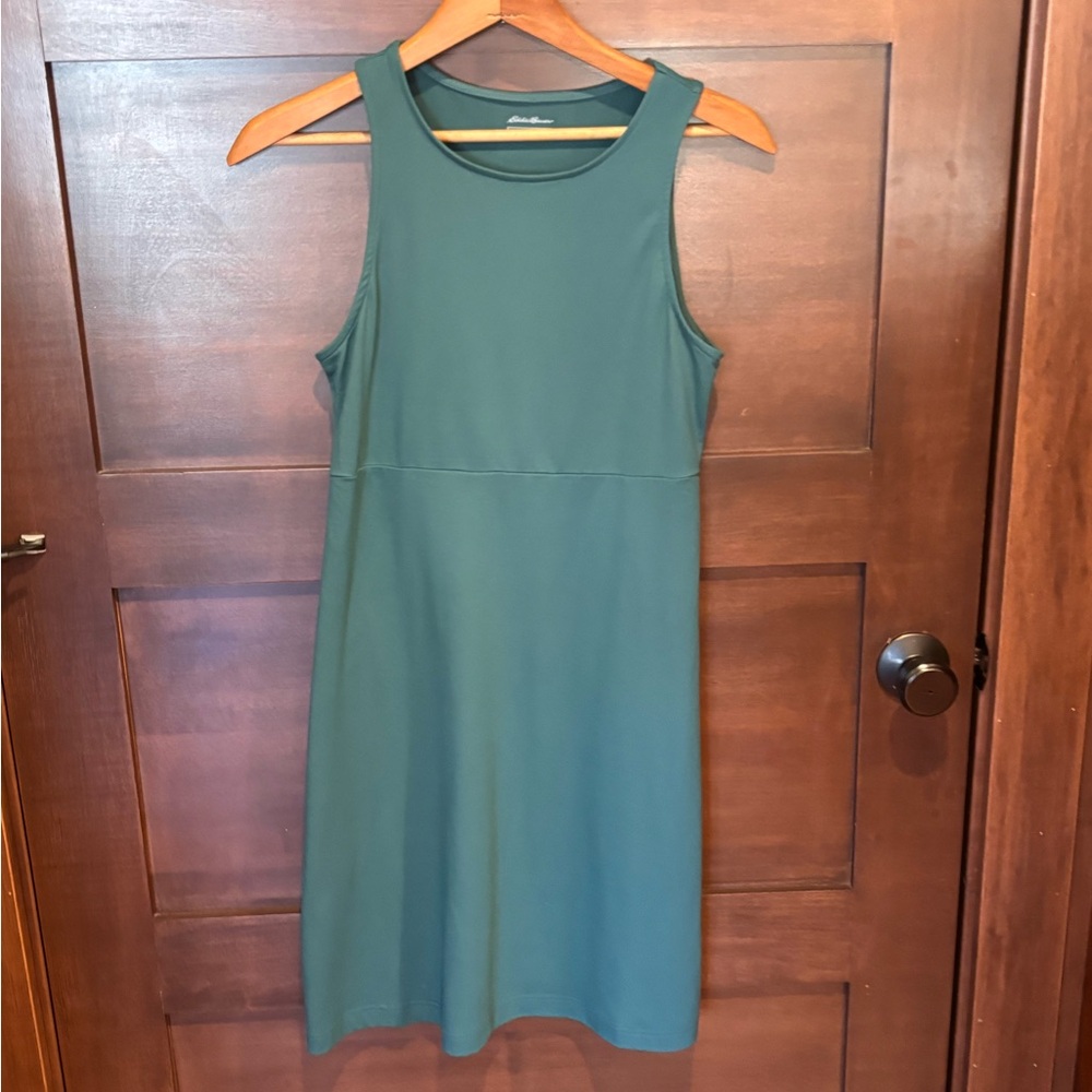 Eddie Bauer Travex Women’s L Sleeveless Muted Green Surplice Empire Waist Dress